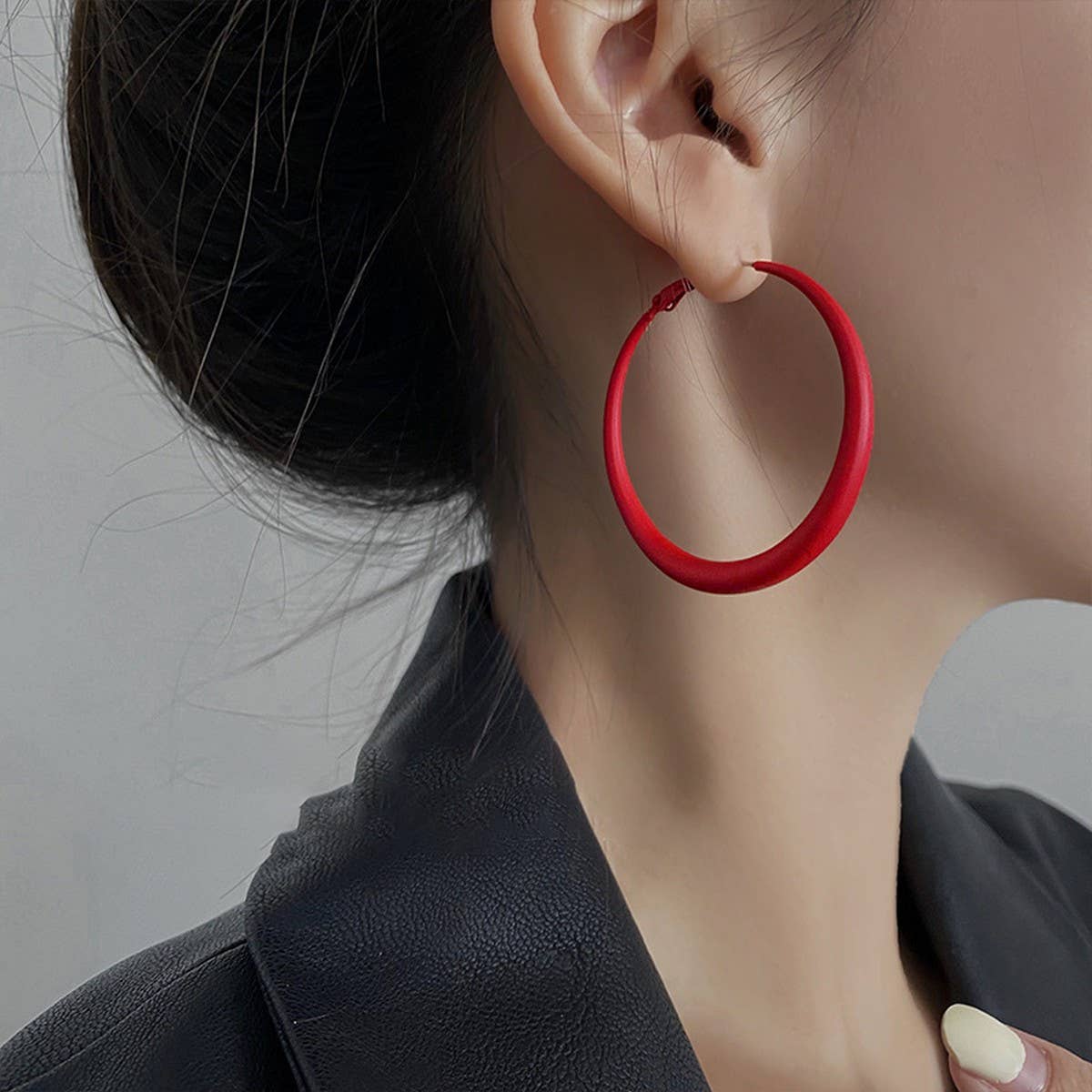 RED GEOMETRIC EARRINGS, MINIMALIST EARRINGS_CWAJE2066
