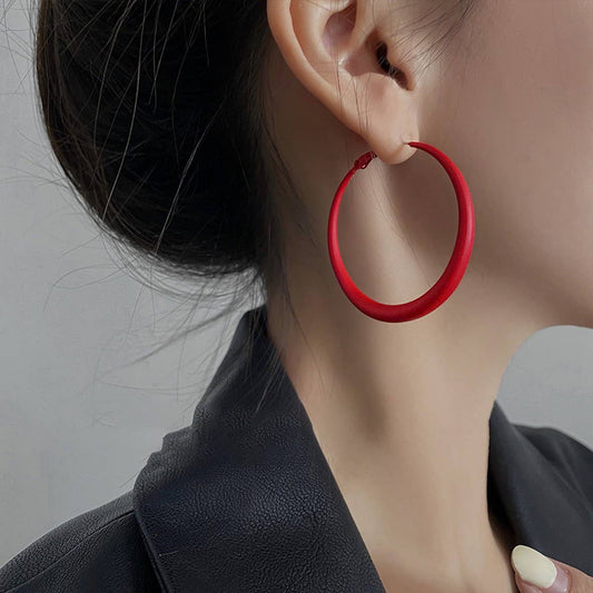 RED GEOMETRIC EARRINGS, MINIMALIST EARRINGS_CWAJE2066