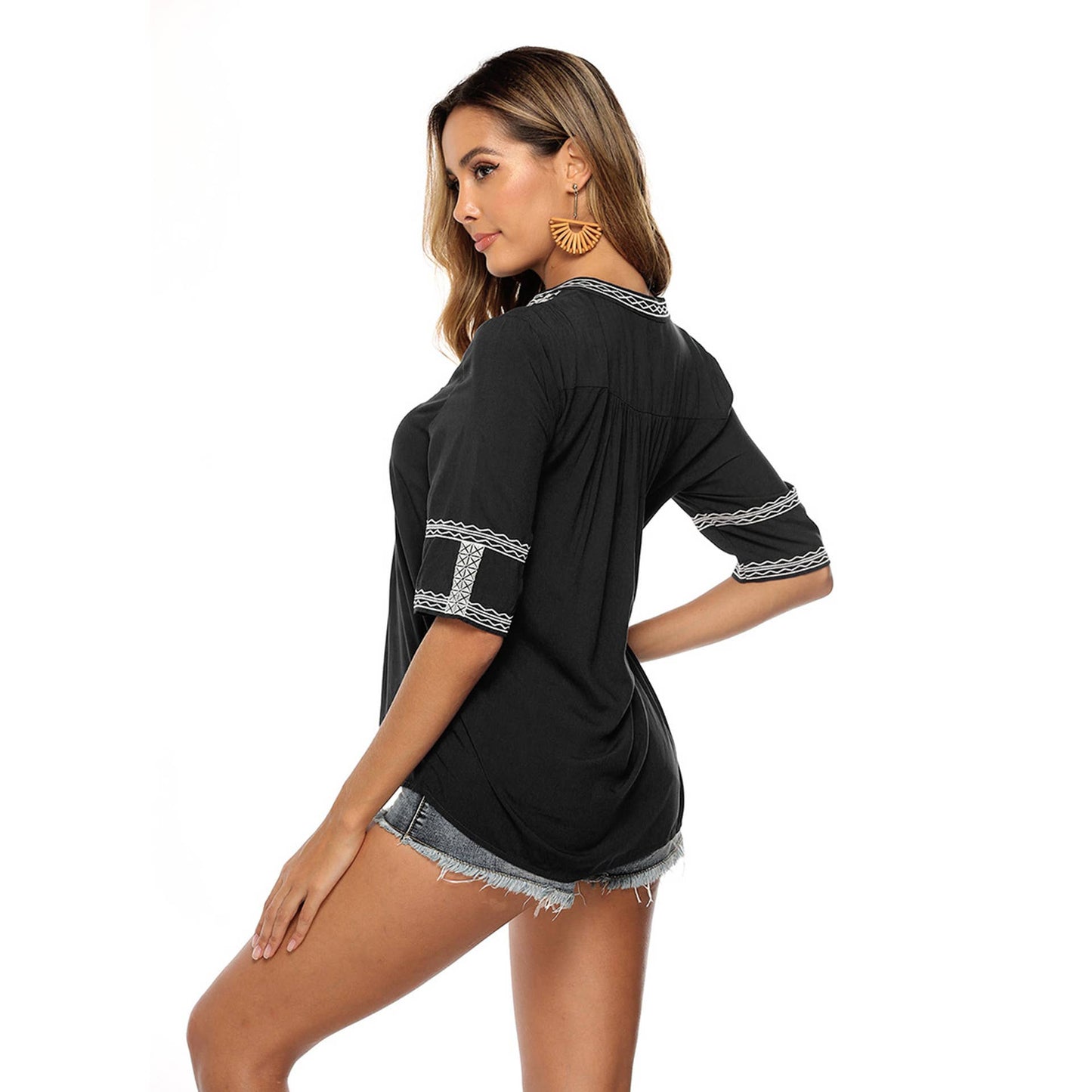 EMBROIDERED SHIRT LOOSE TOP