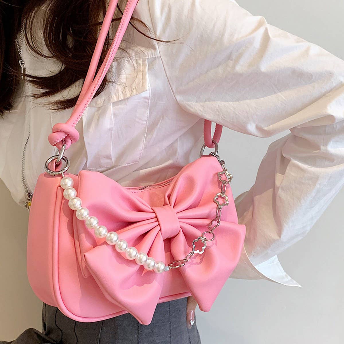 2024 SUMMER WESTERN STYLE SHOULDER BOW PEARL BAG_CWAB1914