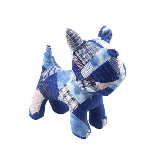 Indigo Dyed Fabric Patchwork Plush Animal Toy