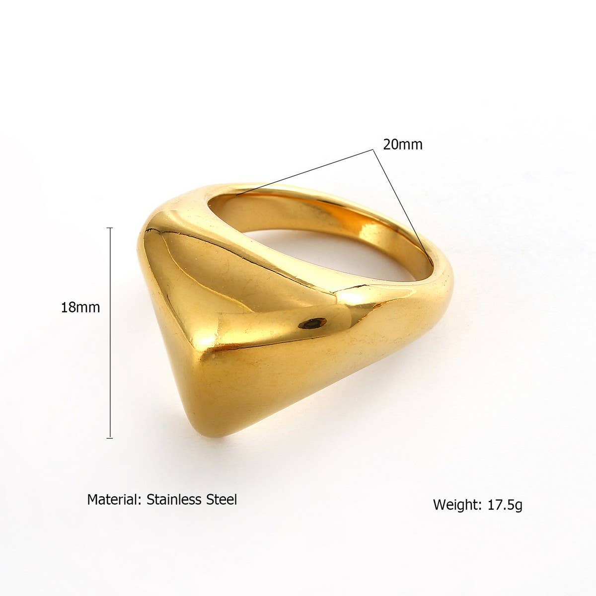 Trendy 18K Gold Plated Steel Statement Ring
