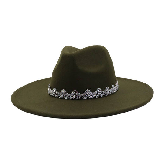 Men & Women Wool Blend Fedora Hat Heart Top_CWAH04386