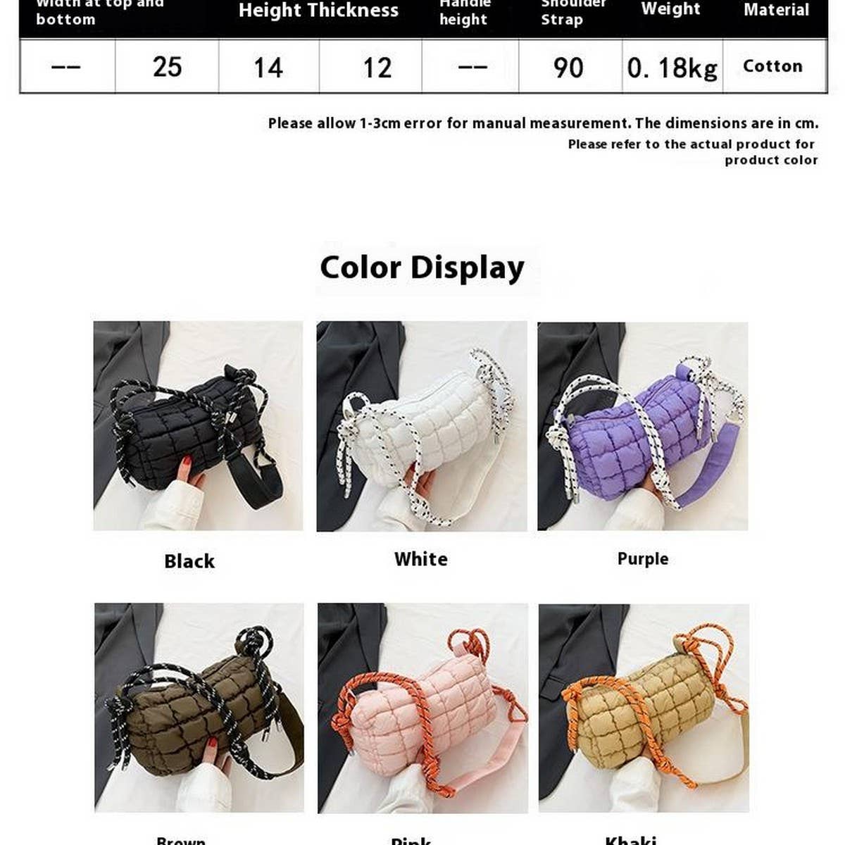 Quilted Cloud Bag Puffy Shoulder Crossbody Tote_cy6086-016