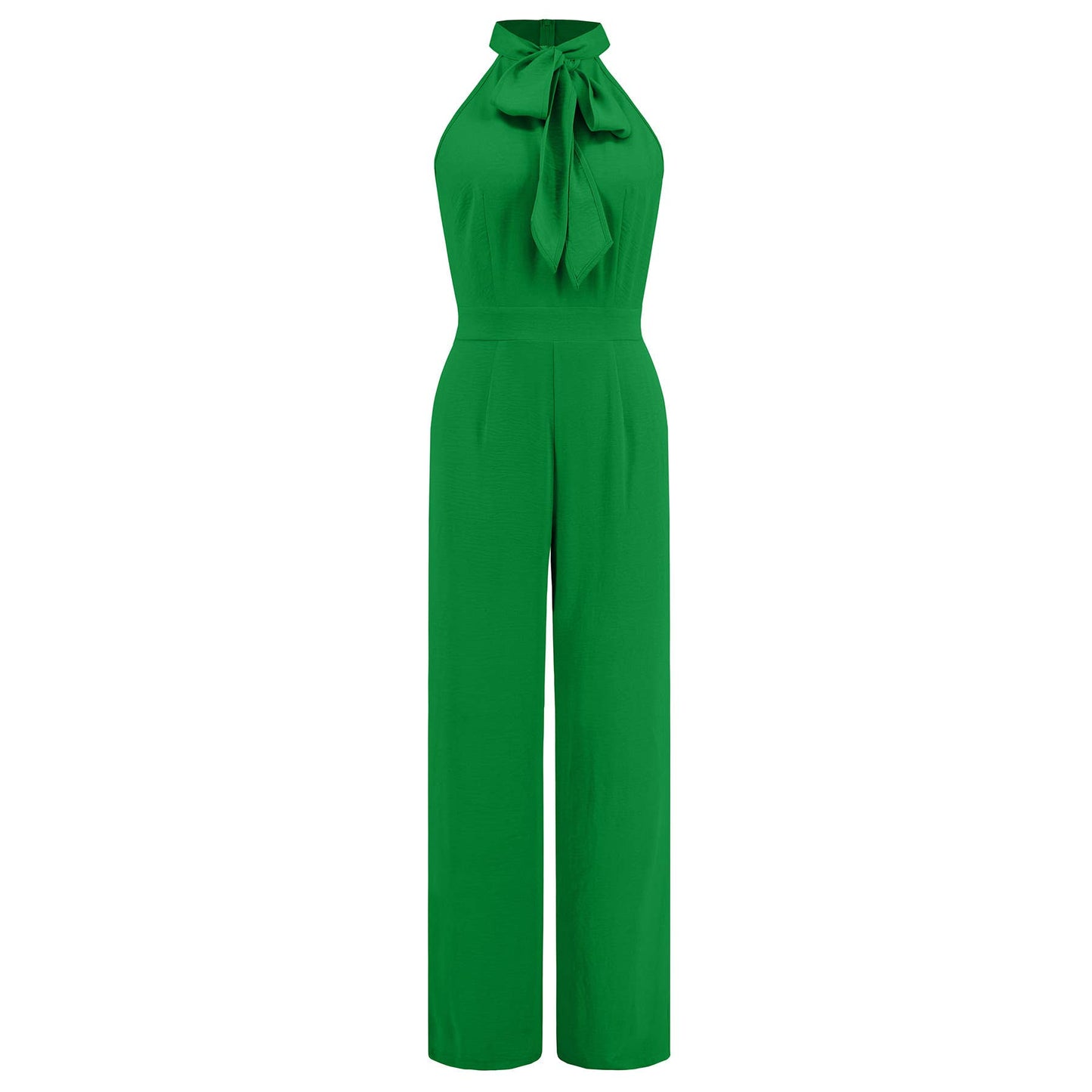 Stand-up collar bow slimming one-piece pants