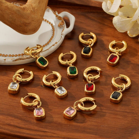 ELEGANT BAGUETTE GOLDPLATED STAINLESS STEELEARRINGS