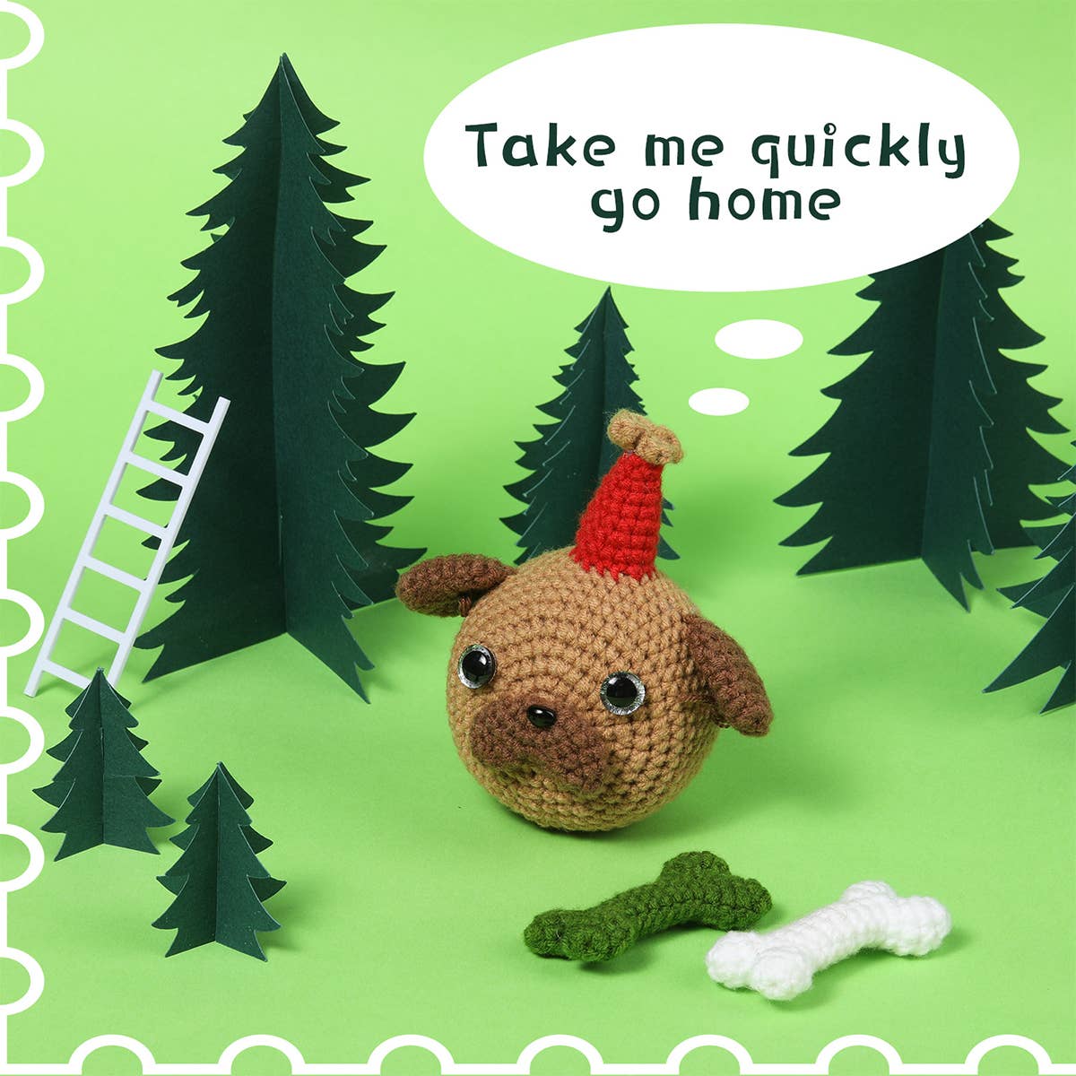 BASA DOG WOOL KNITTED DOLL CROCHET MATERIAL PACK_CWMM0806