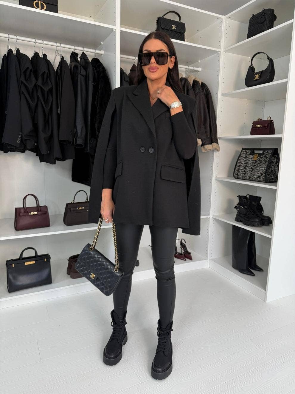 Fashionable solid-color loose suit collar jacket