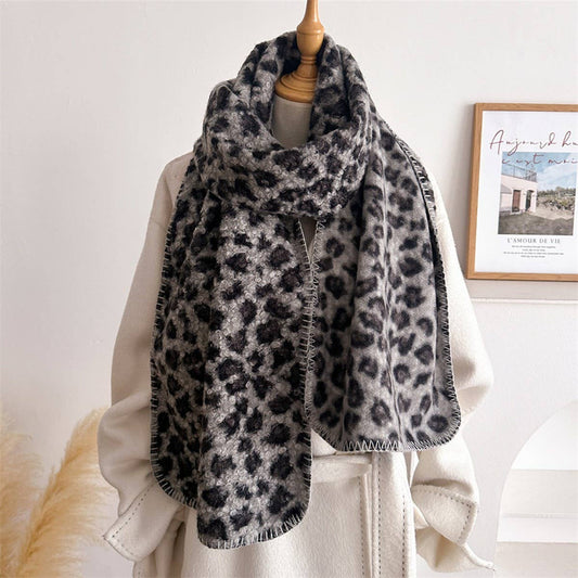 Vintage Leopard Tassel Scarf for Fall Winter