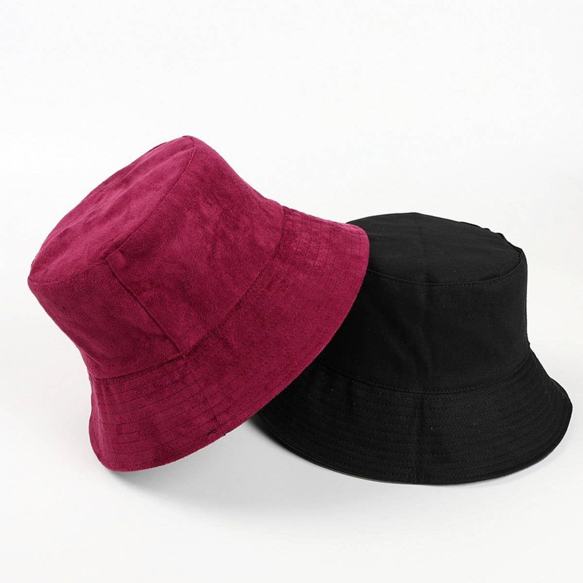 CWAH1524_SUEDE SOLID COLOR REVERSIBLE BUCKET HAT