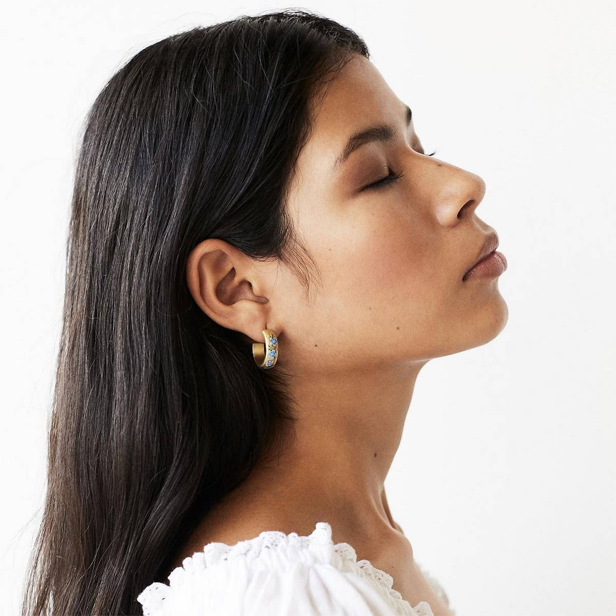 Stainless Steel Painted Flower Earrings_CWMM5726