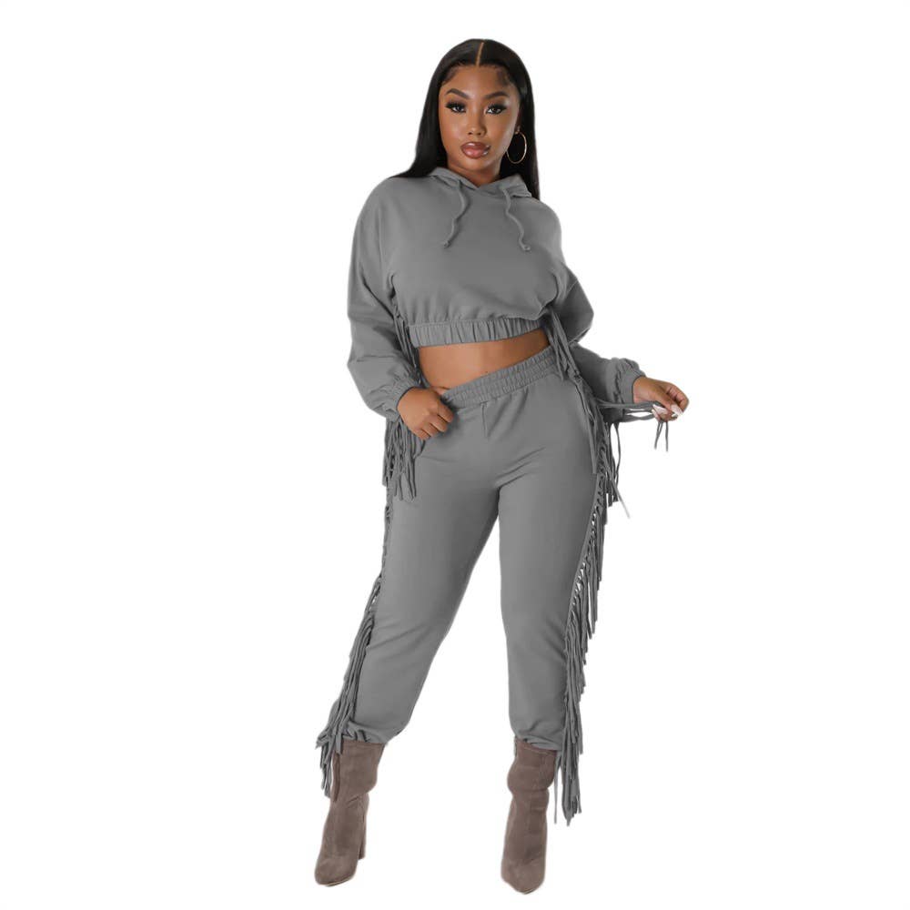 MIDRIFF HOODIE FASHION TWO-PIECE LEGGINGS