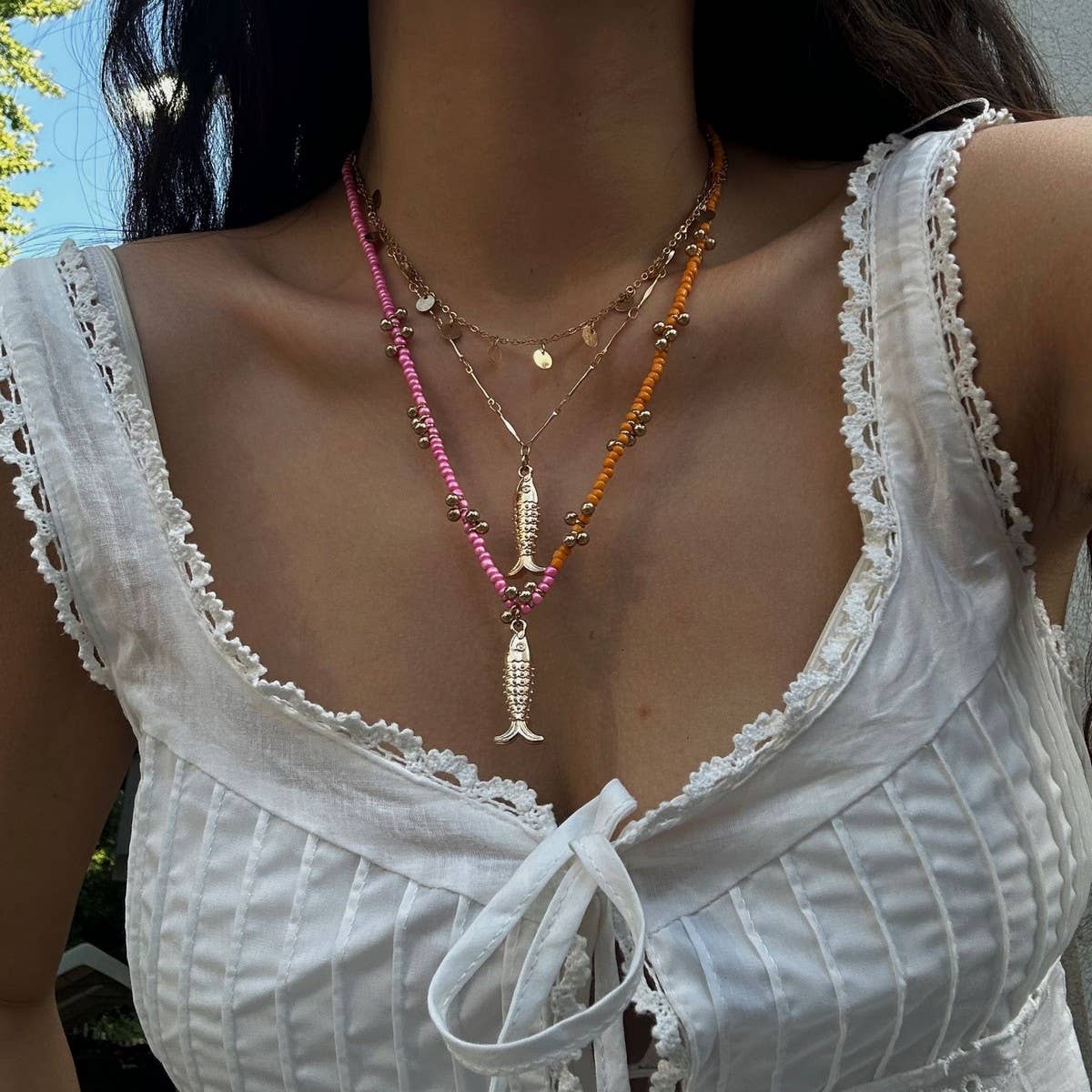 VINTAGE TASSEL PENDANT ALLOY MULTI-LAYER NECKLACE