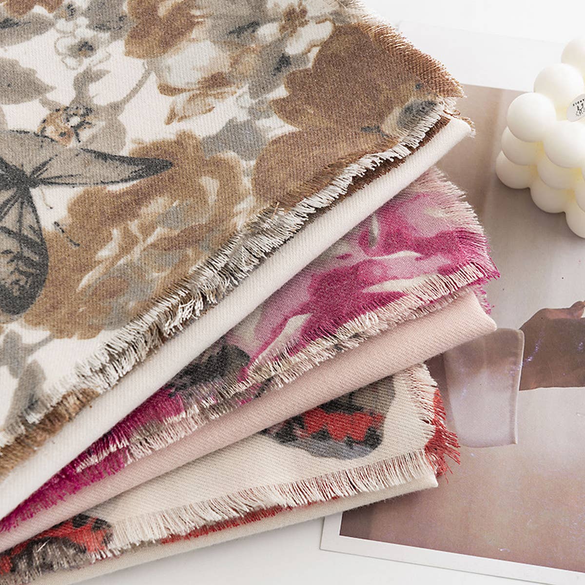 STYLISH WARM FRINGED TWILL FLORAL SCARF_CWASC0488