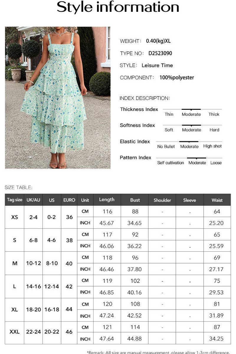 CWDHL0891_TEMPERAMENT SMALL FLORAL SUSPENDER DRESS