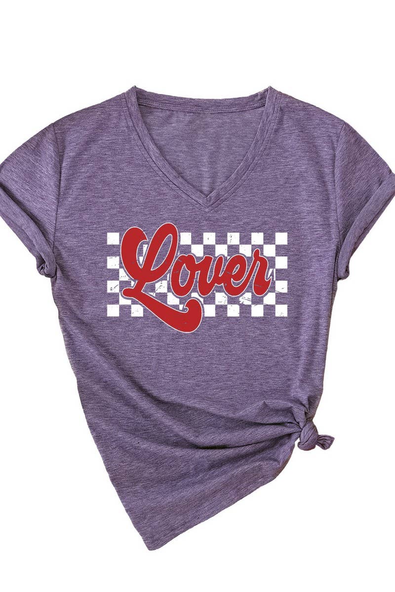 TEMPERAMENT TRACK PRINTED V NECK T SHIRT_CWTTS0712