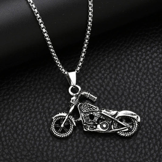 HIP HOP MOTORCYCLE PENDANT NECKLACE