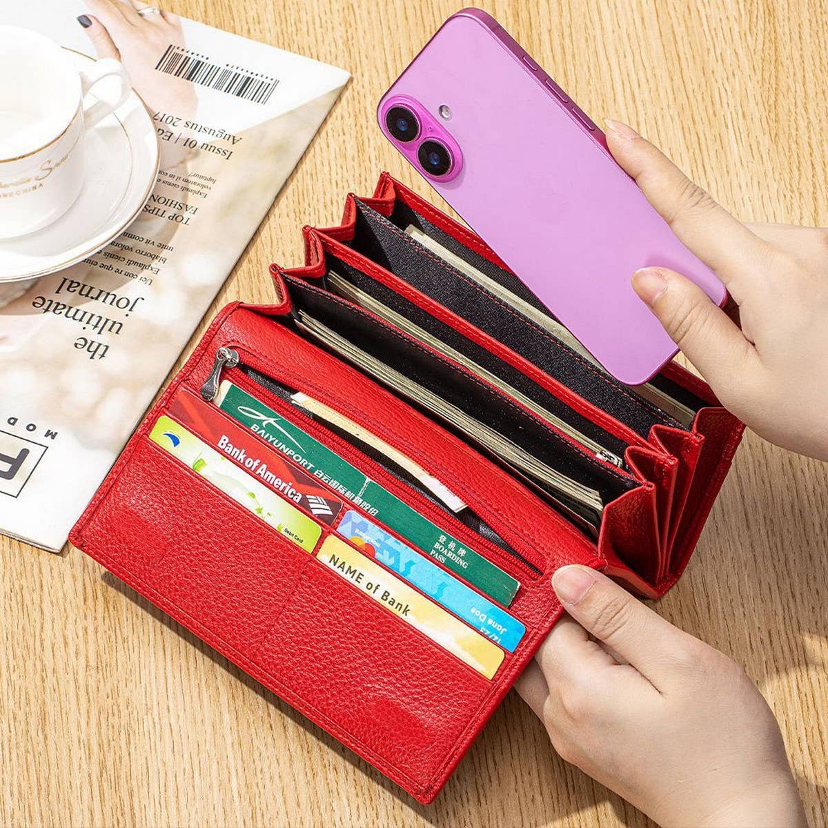 Women¡¯s Leather Long Wallet ? Large Capacity_CUAB00401