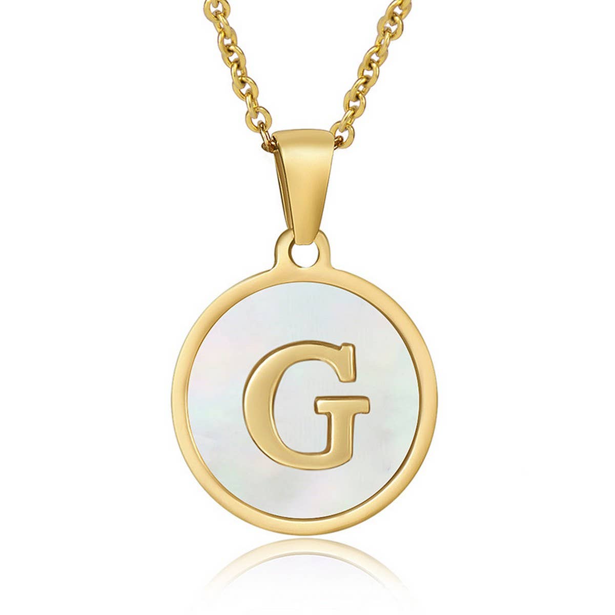 CIRCULAR SHELL ENGLISH LETTER PENDANT NECKLACE