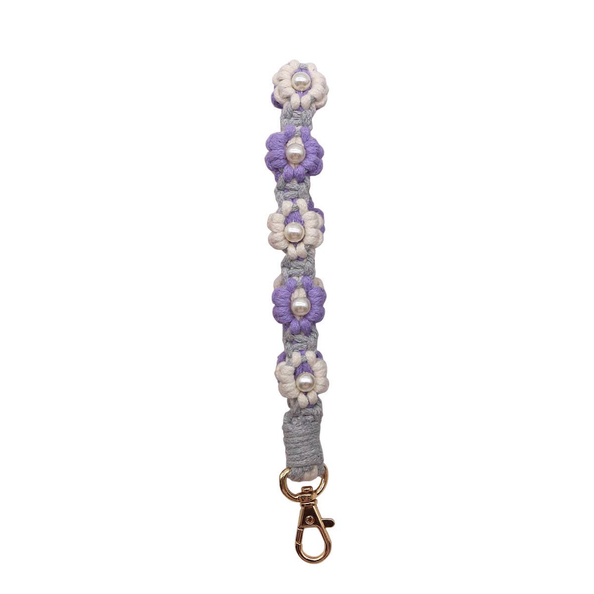 NEW PEARL FLOWER COTTON ROPE KEYCHAIN