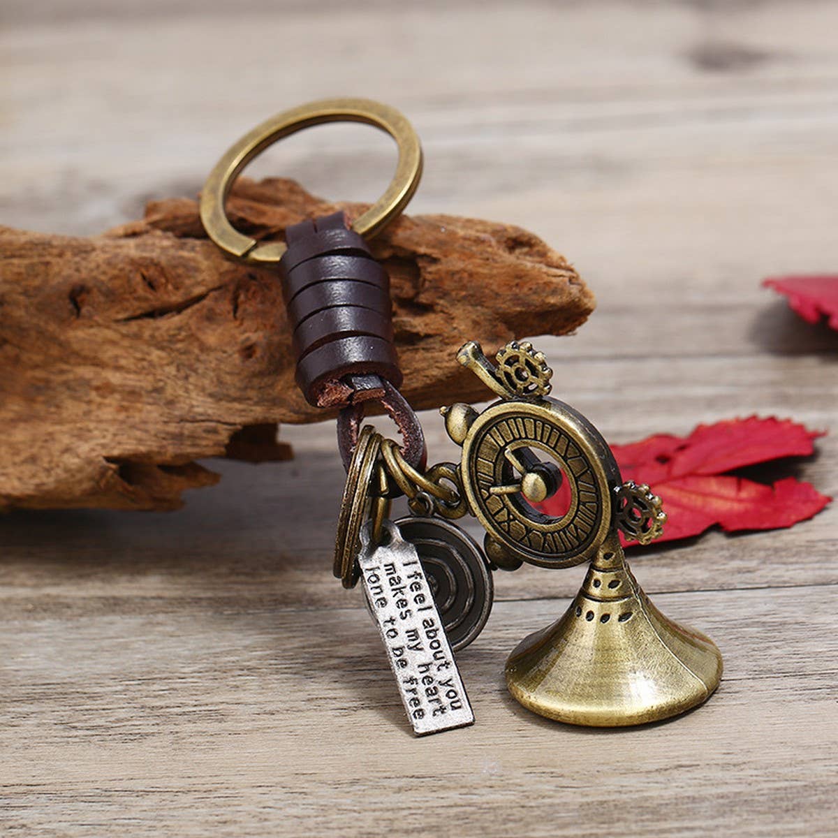 HAND-WOVEN CAR PENDANT HORN COWHIDE KEYCHAIN