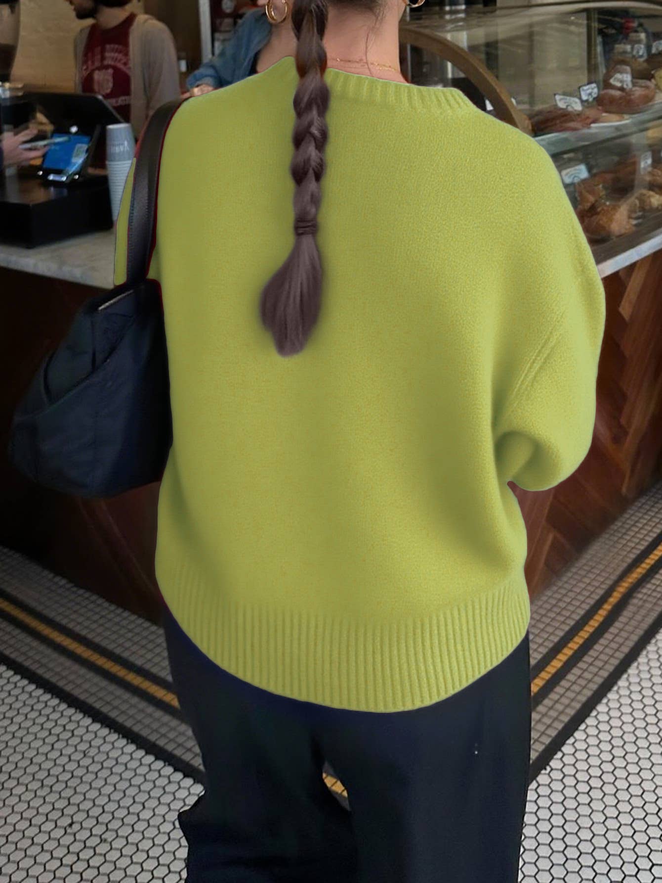 Simple style round-neck long-sleeved sweater