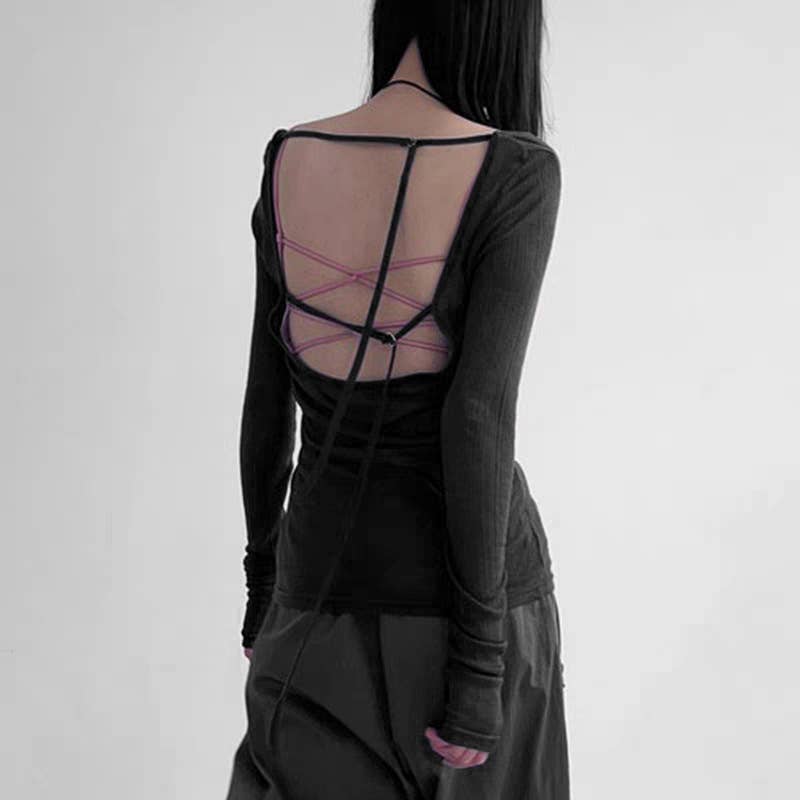 Fashion sexy one-shoulder long-sleeved T-shirt