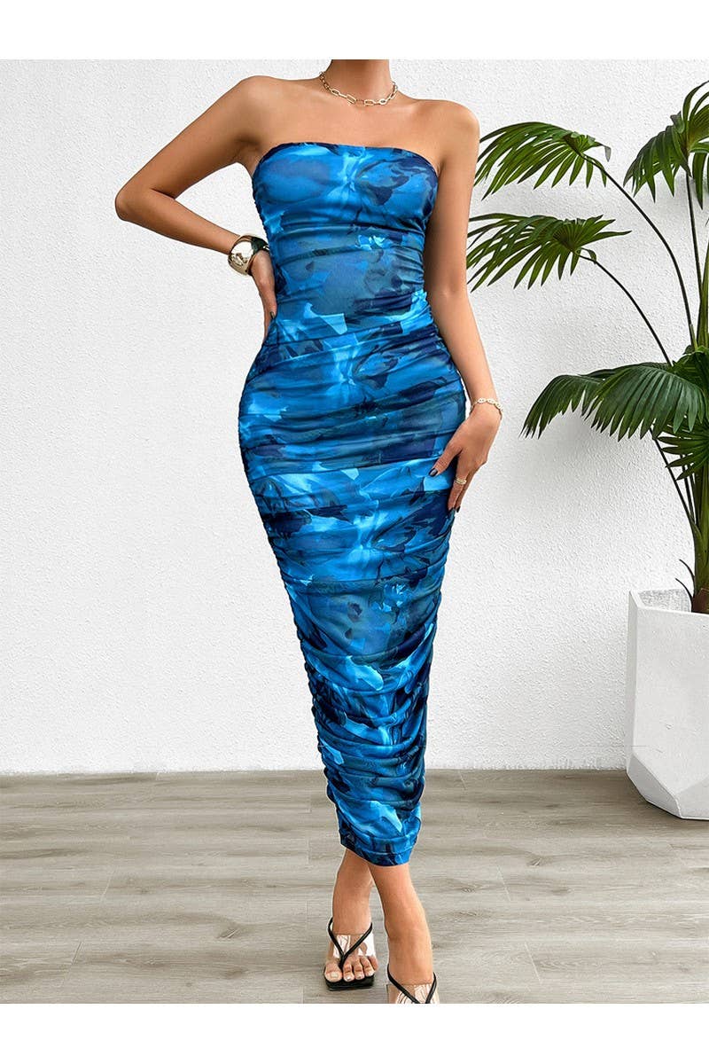 CWDMD2401_Sexy Strapless Tie Dye Maxi Dress