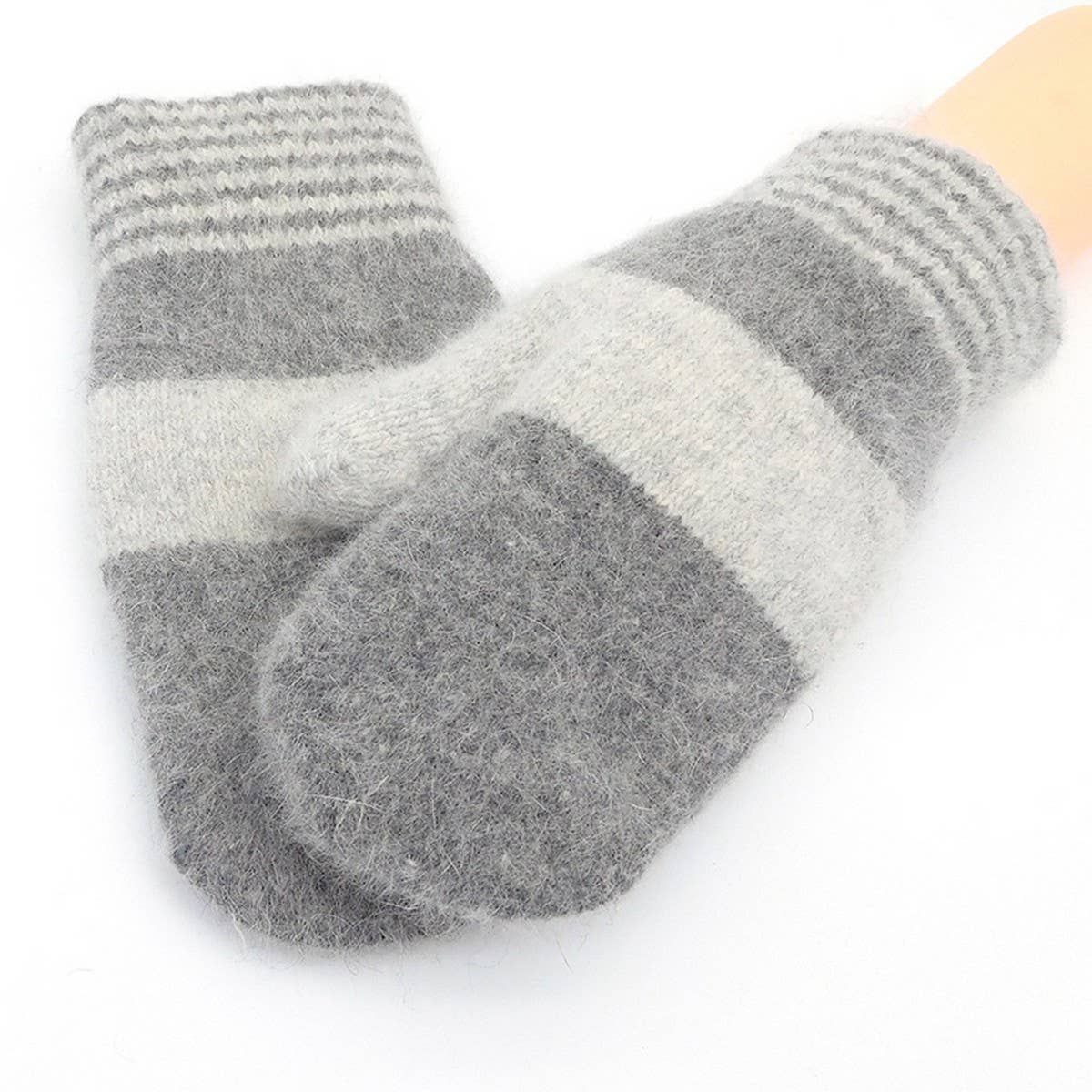 NEW WINTER RABBIT FUR WARM KNITTED GLOVES_CWAG0260