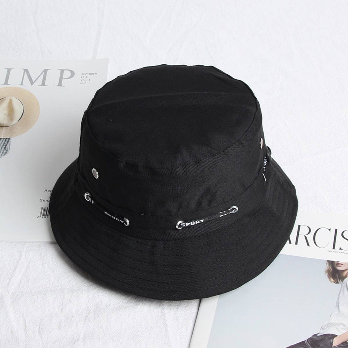 CWAH1519_SOLID COLOR CASUAL REVERSIBLE SUNSCREEN BUCKET HAT