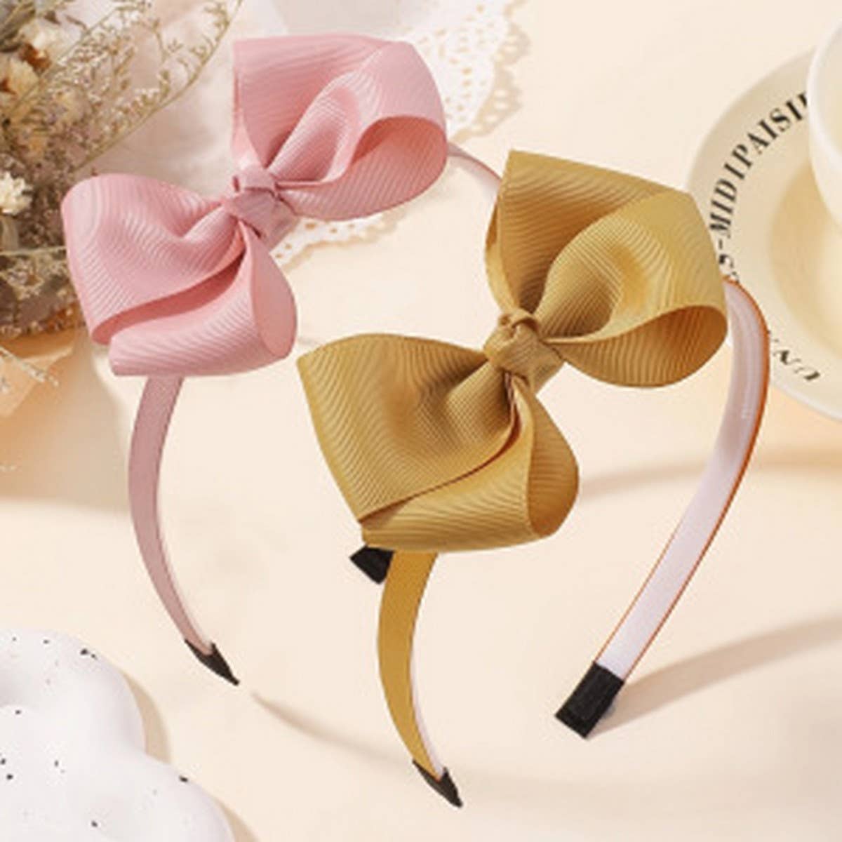 Double Bow Hair Clip Set with Pearl for Kids