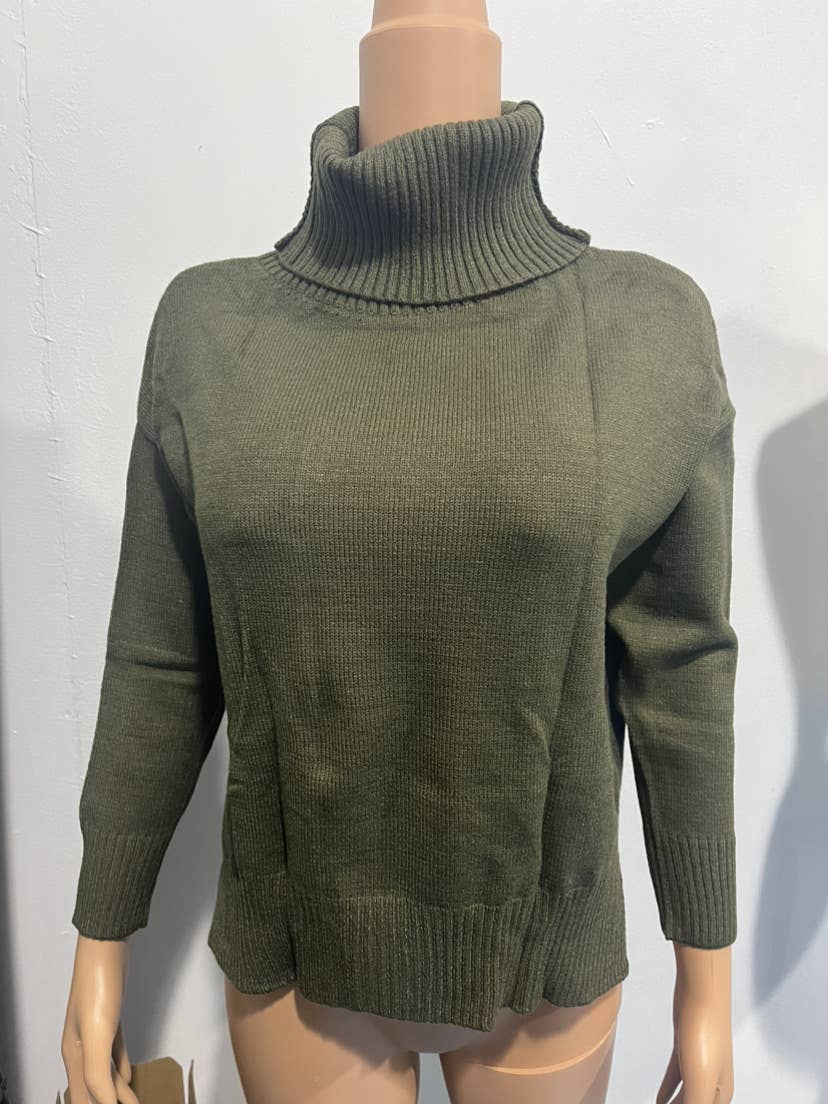 TURTLENECK IRREGULAR LOOSE SOLID COLOR SWEATER