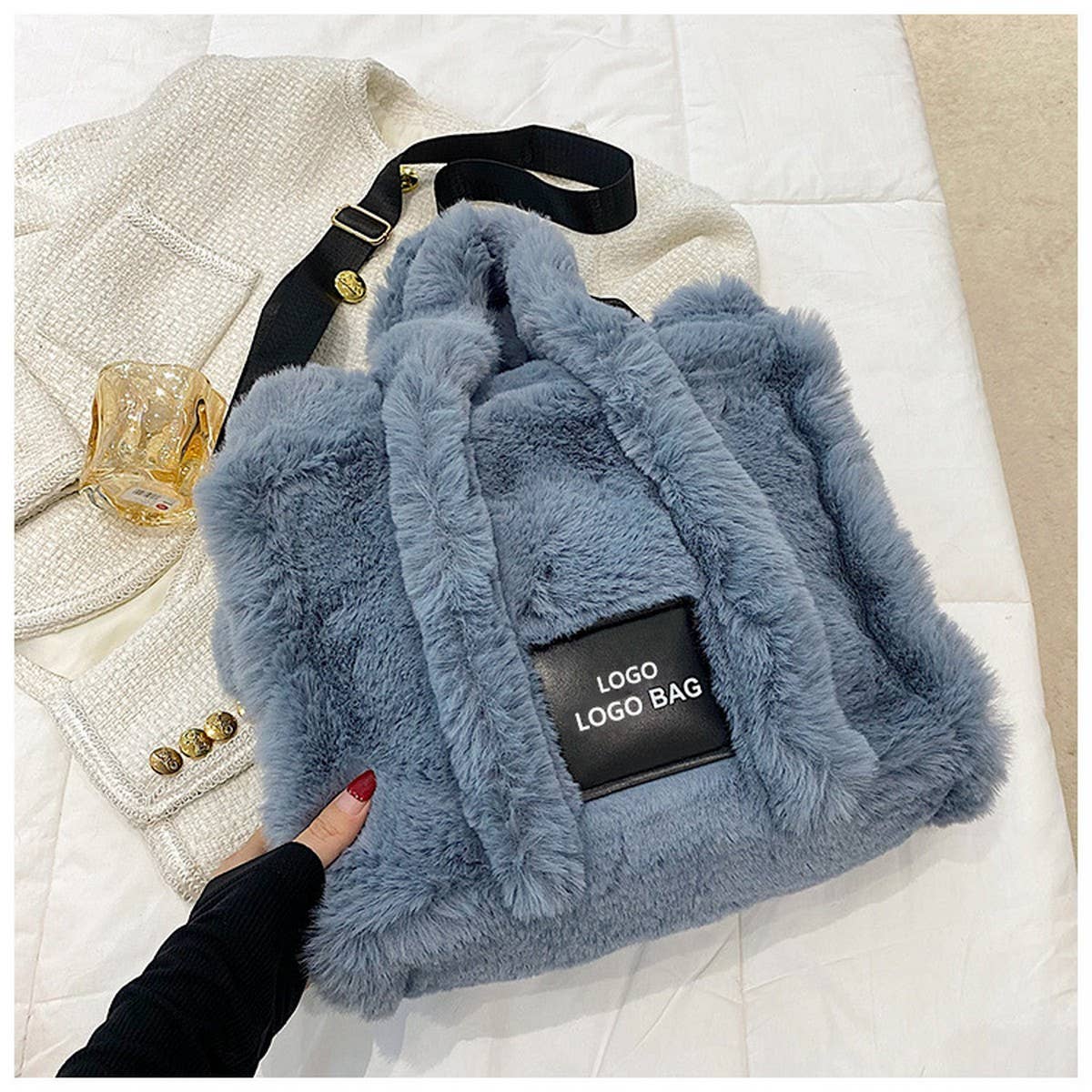 WINTER IMITATION RABBIT FURLARGE CAPACITY PLUSH BAG_CWAB3926