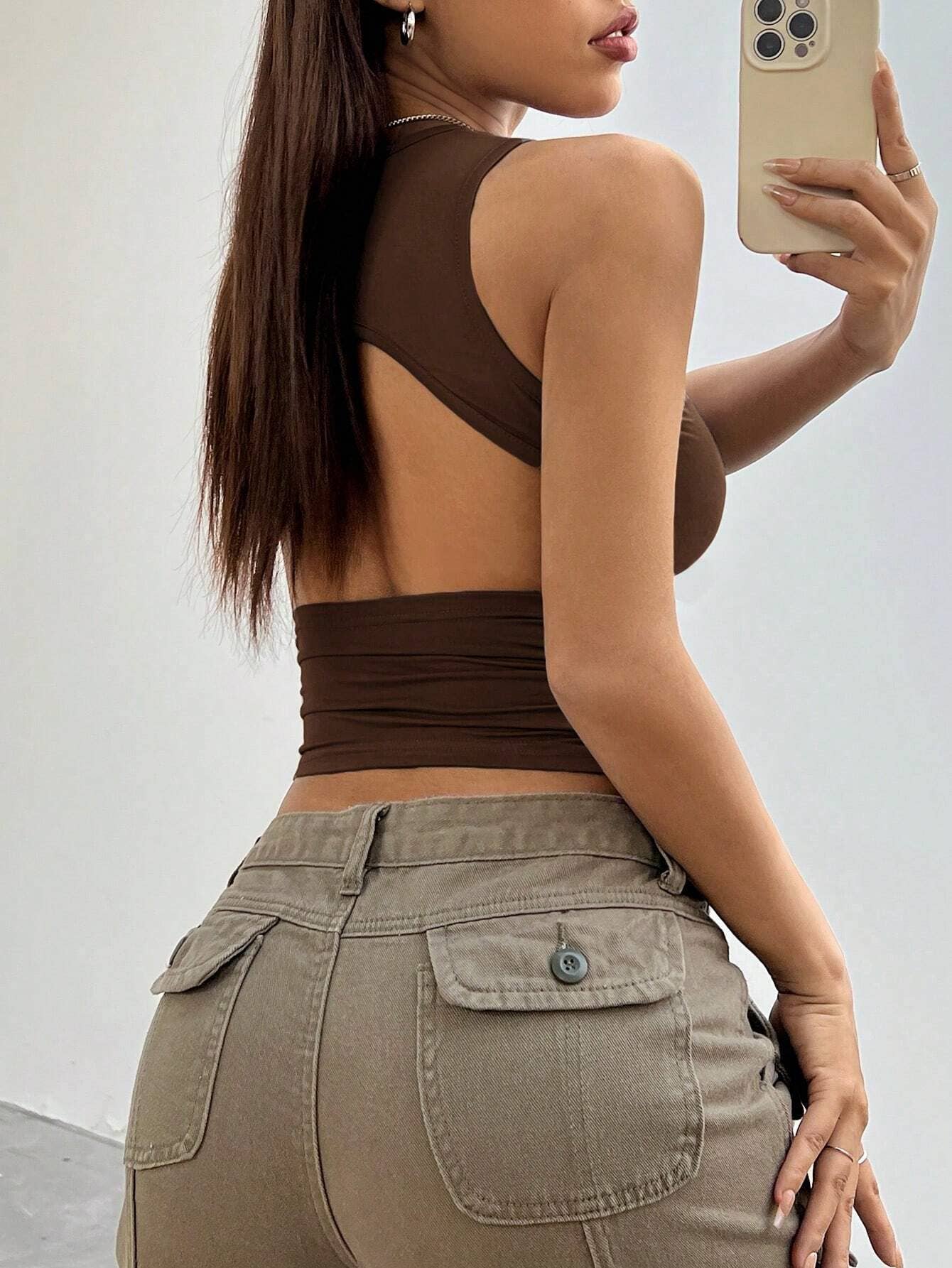 Y2K Slim back hollowed-out short vest