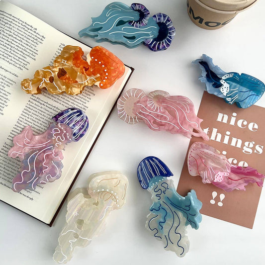 Ocean Jellyfish Hair Claw, Dopamine Color Clip_CWAHA5725