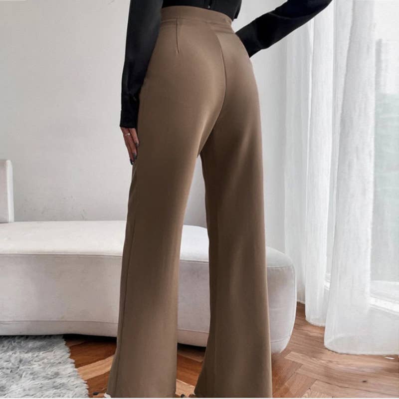 SOLID COLOR THICK DROP HIGH-WAISTED PANTS