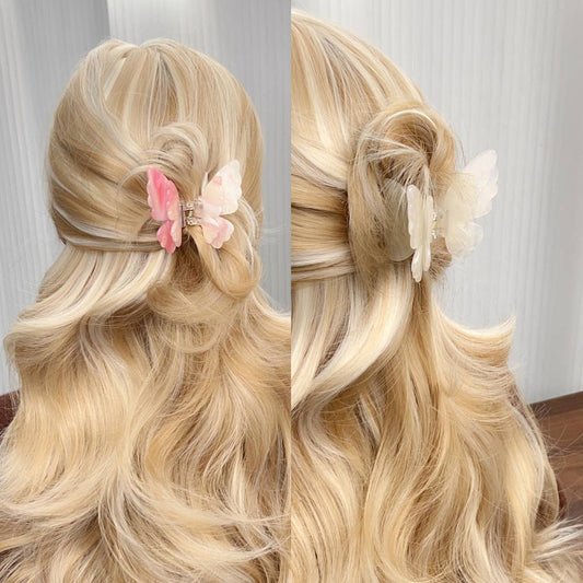 Double-layer butterfly color-changing grab clip