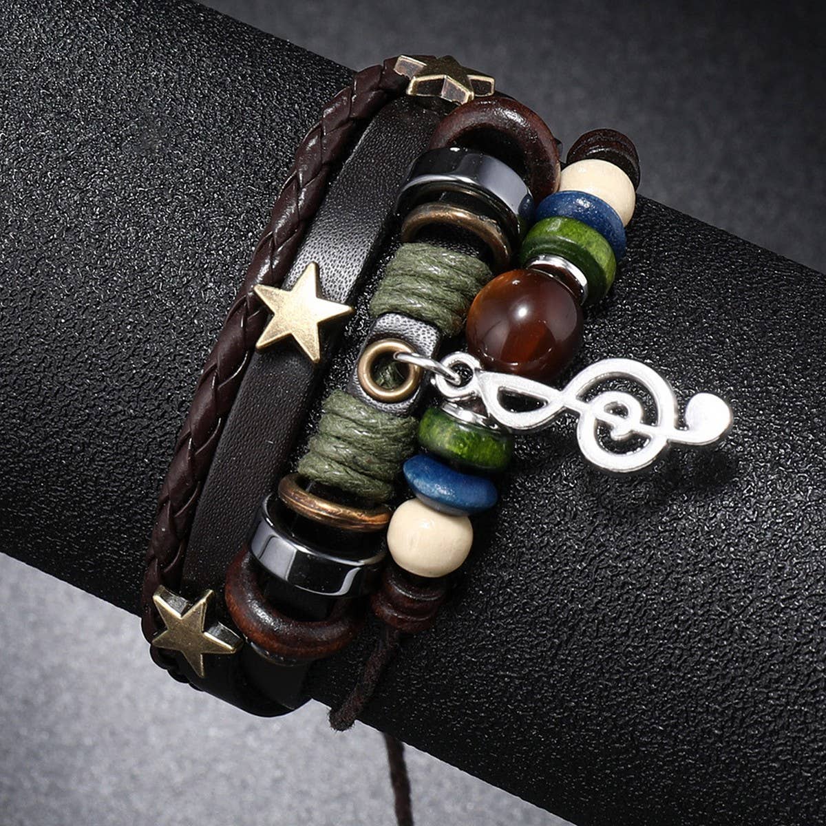 SIMPLE MULTI-LAYER BEADED LEATHER BRACELET_CWMM4454