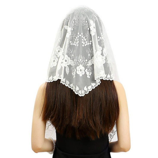 FASHION PRINTED LACE TRIANGLE SCARF WEDDING VEIL_CWMM1991