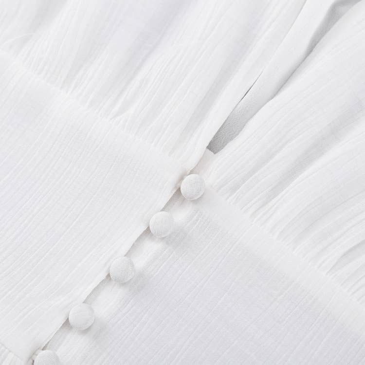 Slim slit skirt with puffy sleeves