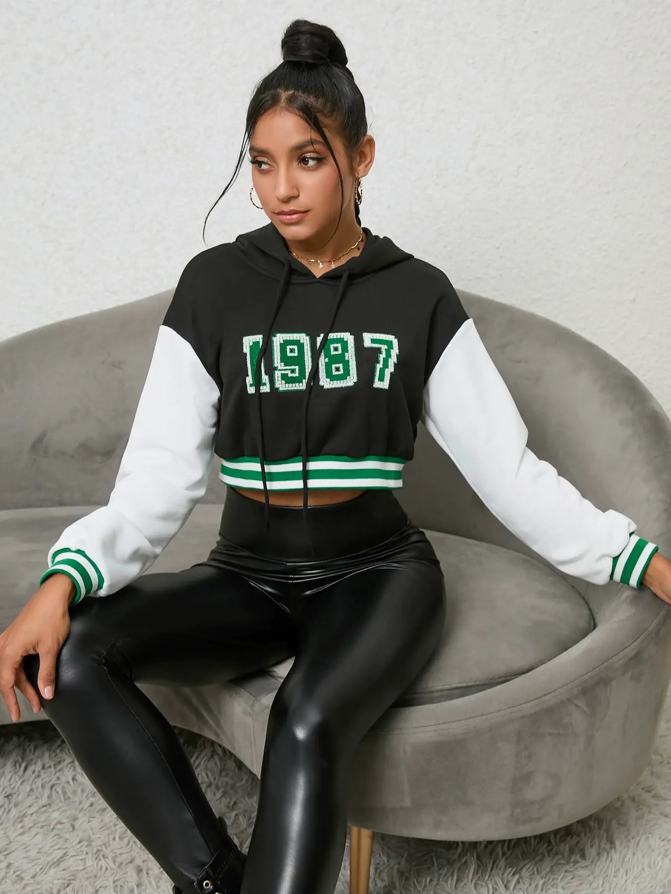 SLIMMING ALL-IN-ONE HOODED CROP JUMPER HOODIE