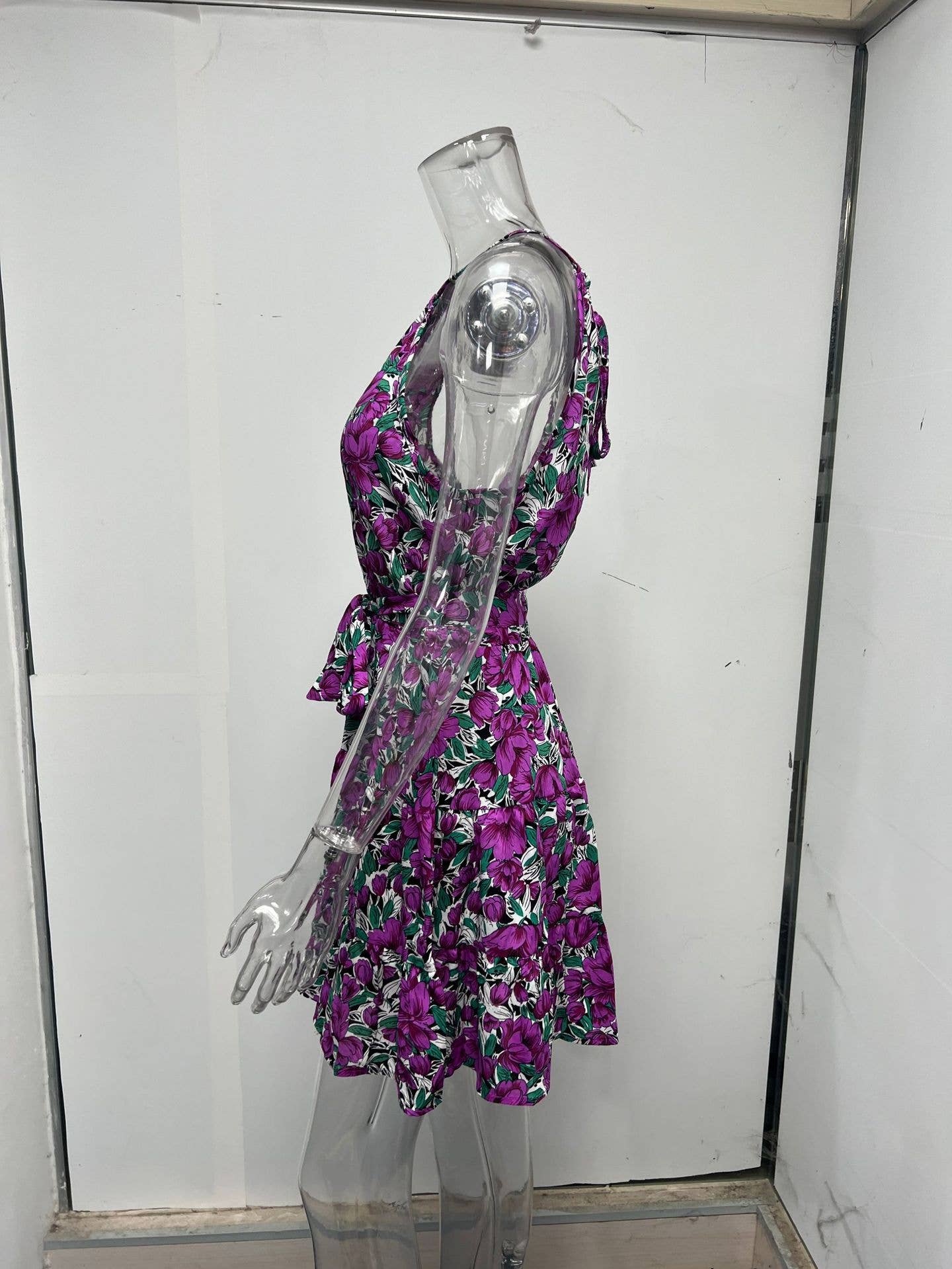 Leisure falbala big pendulum floral dress