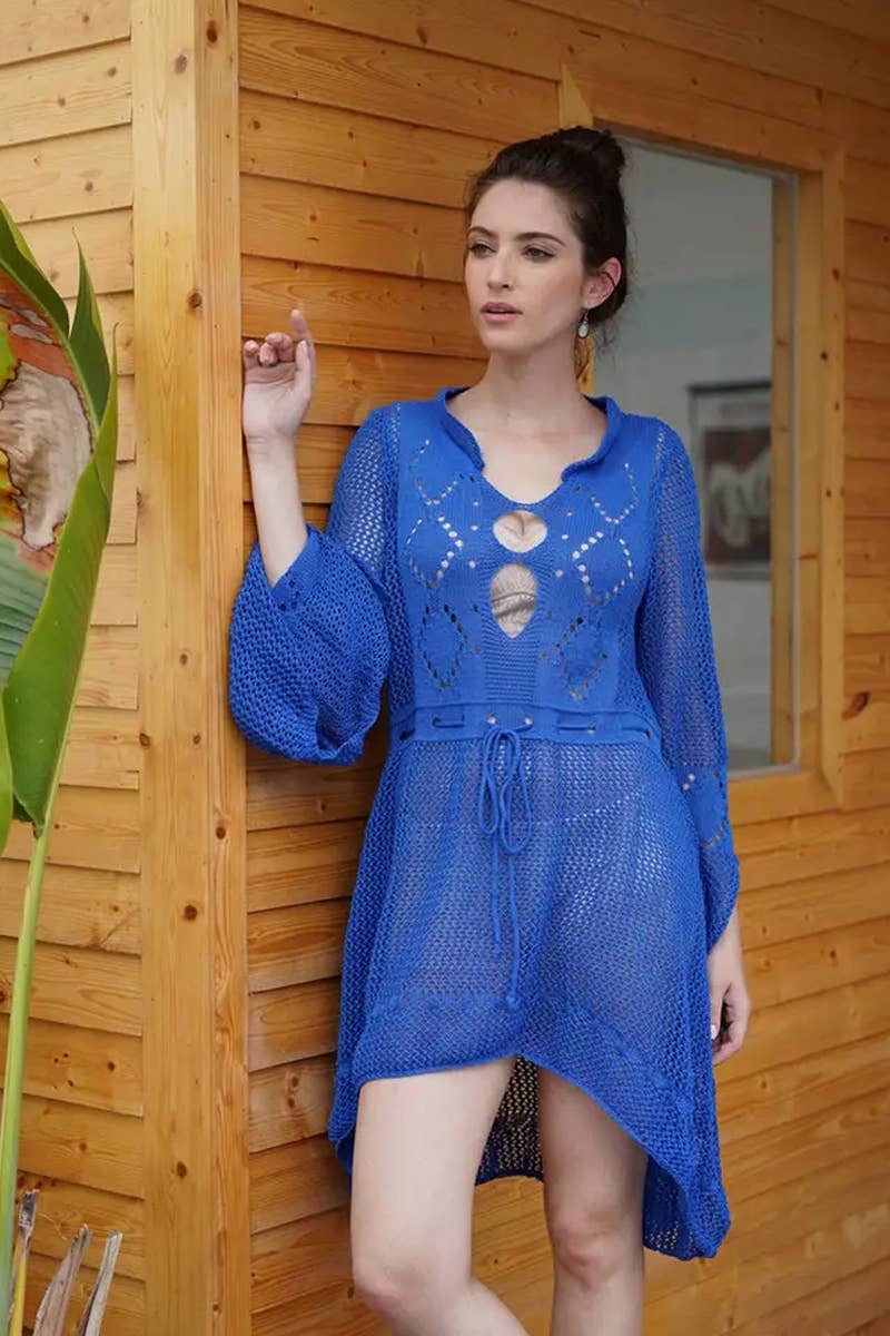 CWDSD7356_HOLLOW CROCHET BEACH VACATION KNIT CARDIGAN