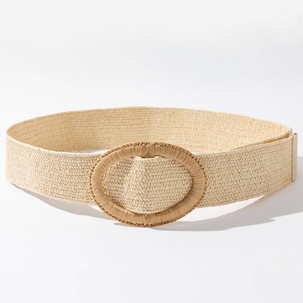 Versatile oval buckle PP elastic straw woven belt