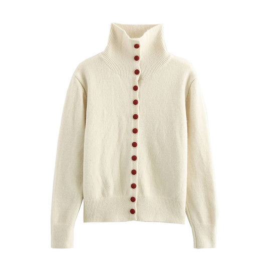 VERSATILE TURTLENECK SINGLE-BREASTED SWEATER