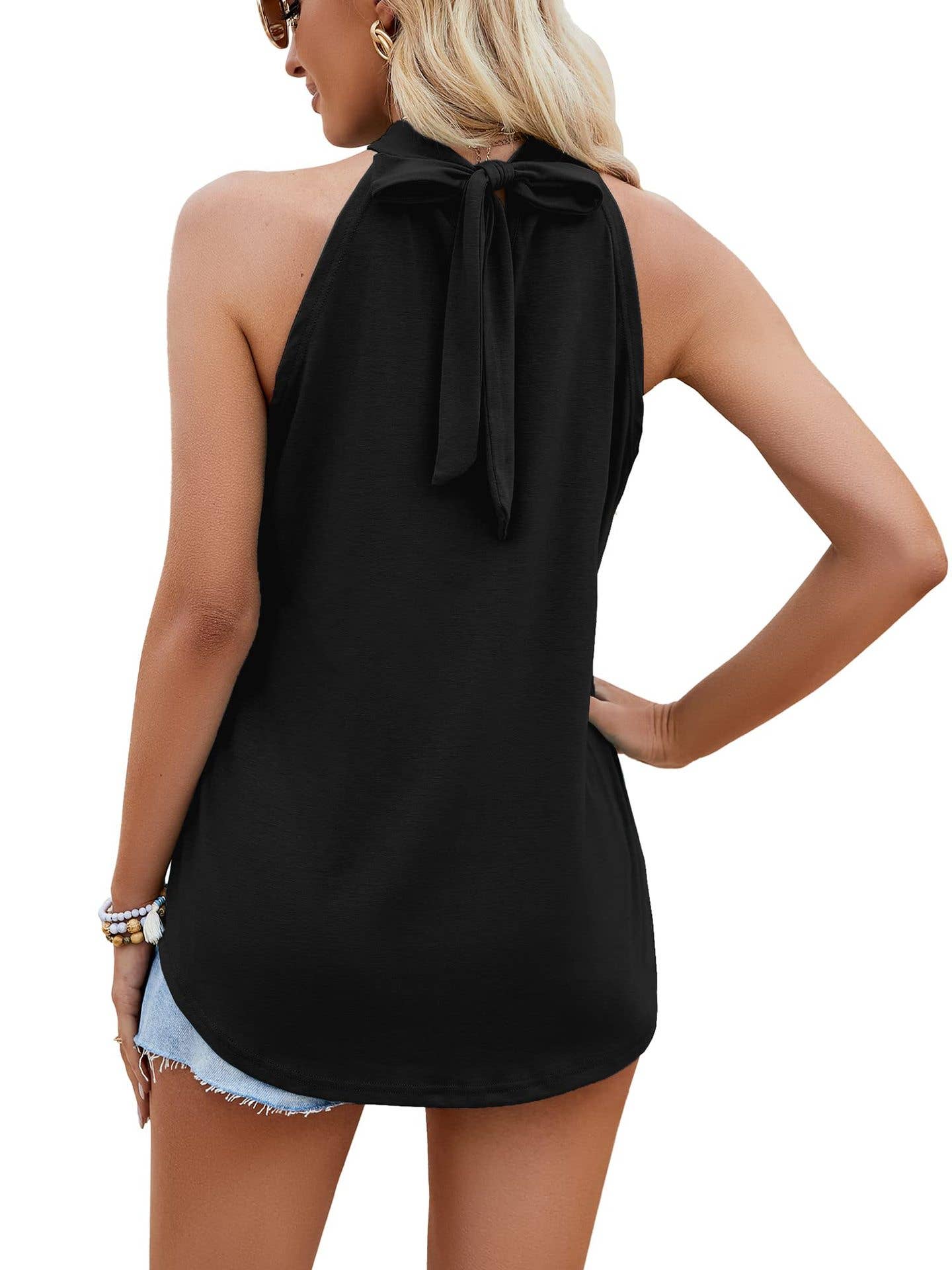 Waistcoat halter top keyhole sleeveless shirt