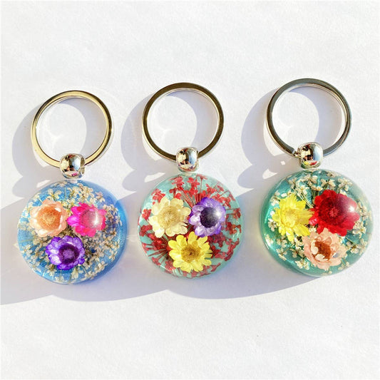 CREATIVE NEW STYLE DRIED FLOWER KEYCHAIN PENDANT