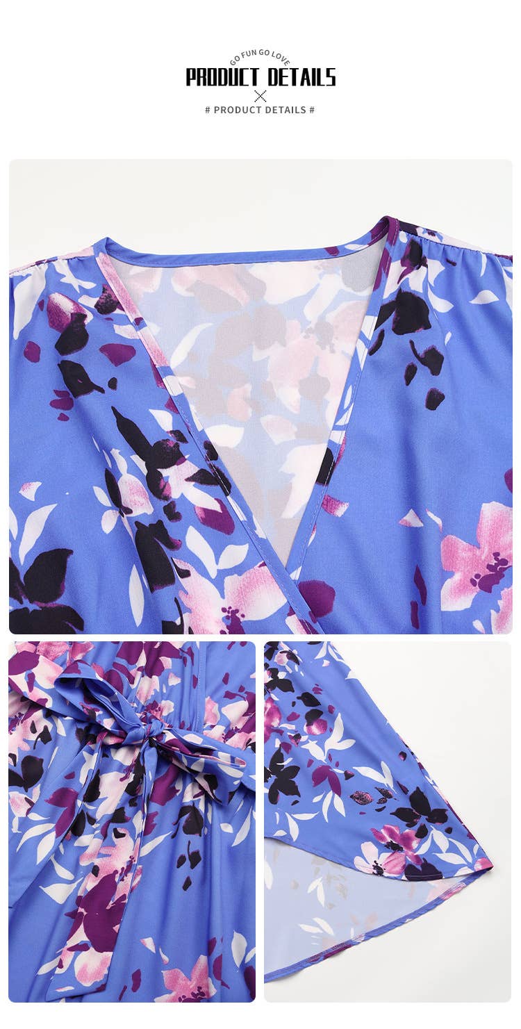 CWDSD3689_V-NECK PRINTED STRAPPY SHORT DRESS