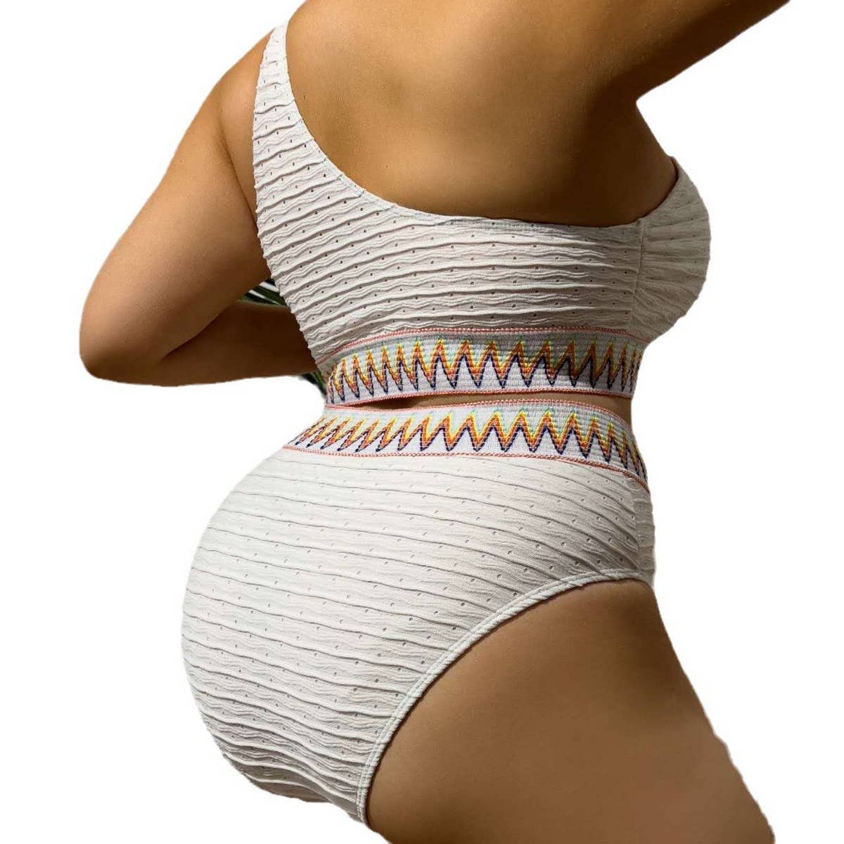 SEXY STRIPED PLUS SIZE SPLIT BIKINI SWIMSUIT