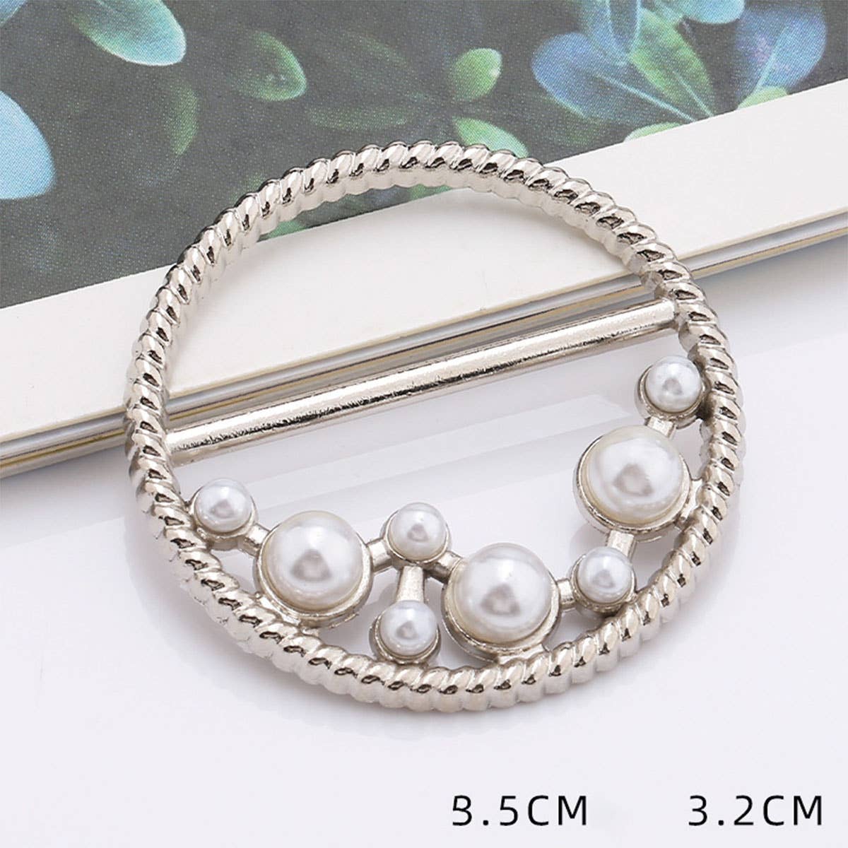 ROUND PEARL WITH DIAMOND SCARF RING WITH LUSTER